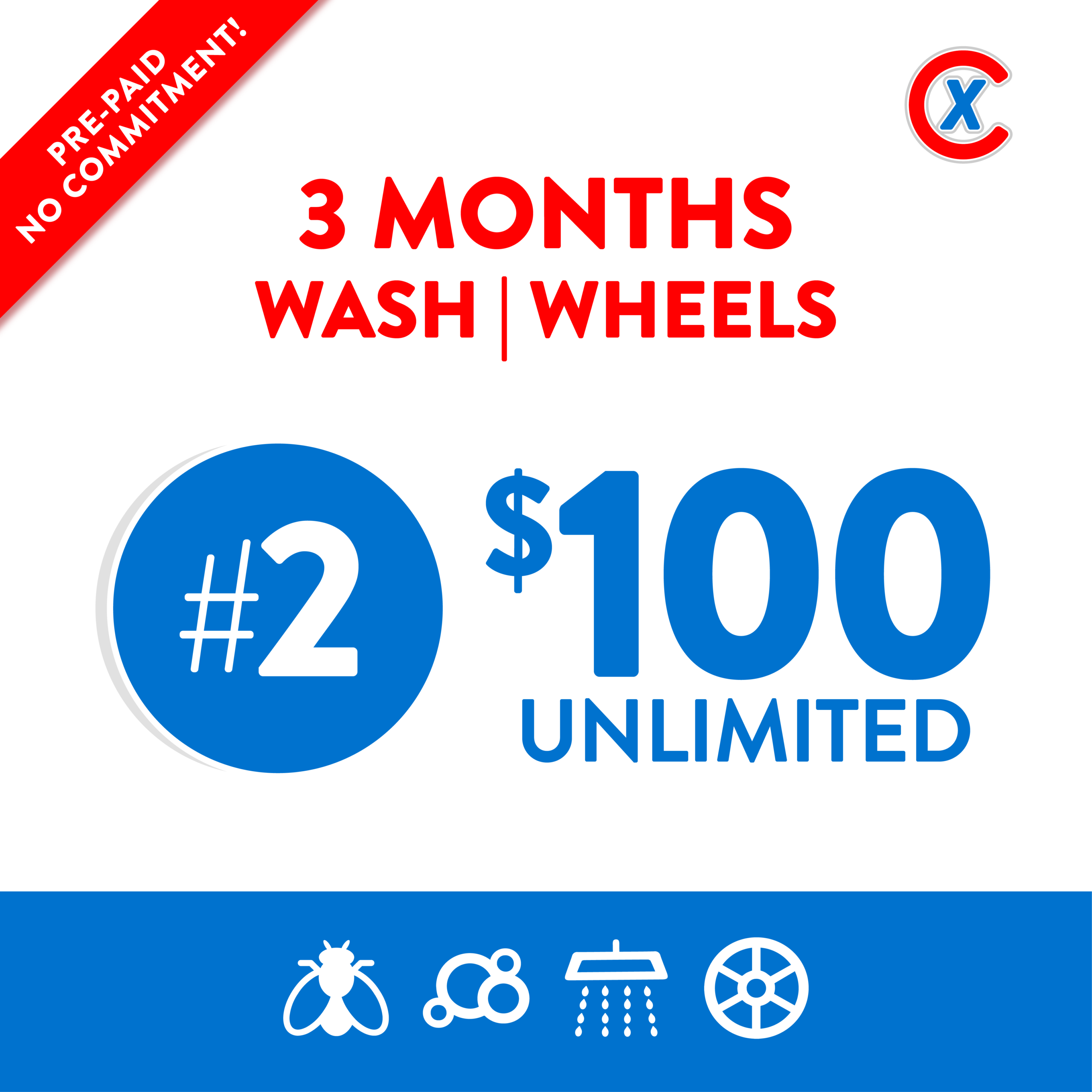 prepaid: 3 months #1 wash, wheels, wax (model 1)