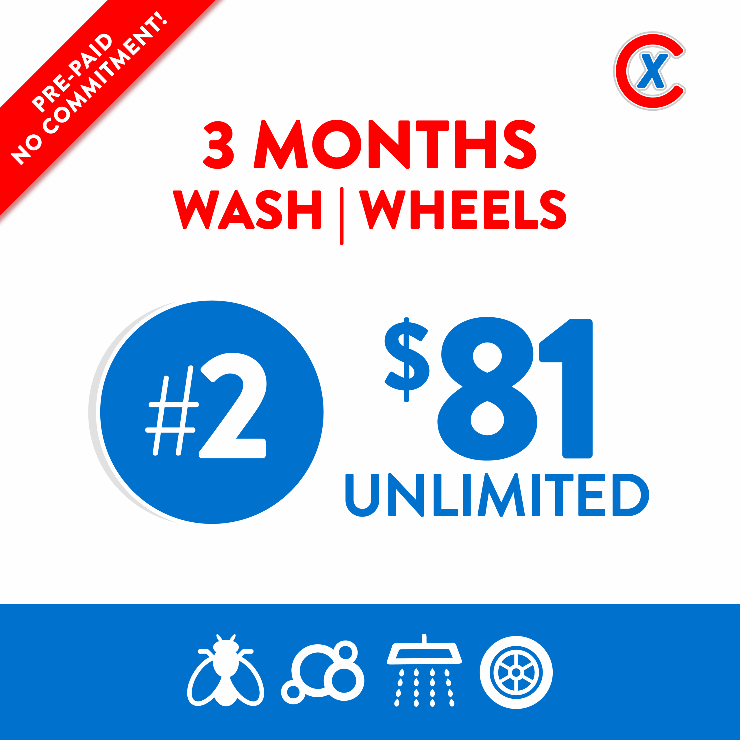 prepaid: 3 months #1 wash, wheels, wax (model 1)